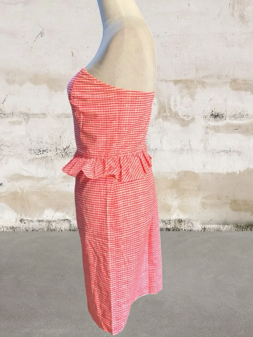 Lilly Pulitzer $188 Lowe Strapless Pink Cotton Gingham Dress Size 2 - Picture 3 of 6
